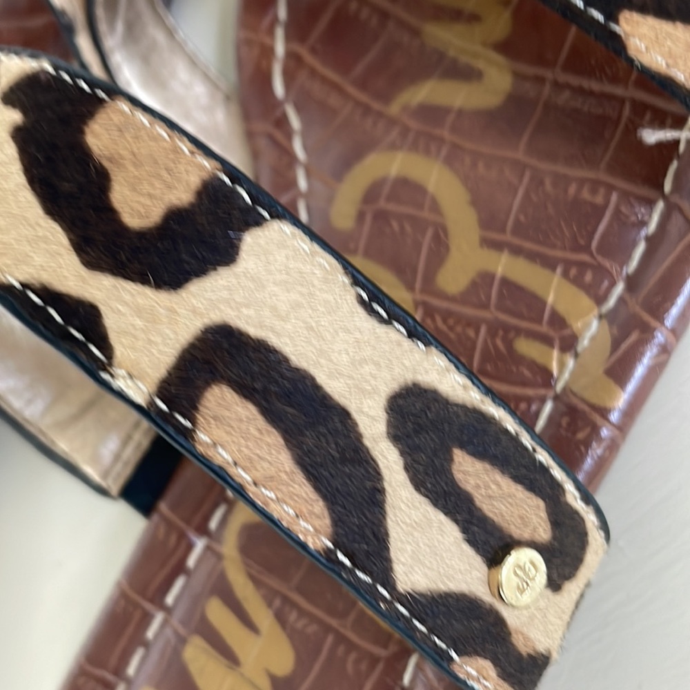 Sam Elderman Leopard Print Strappy Sandals 6.5 - image 2